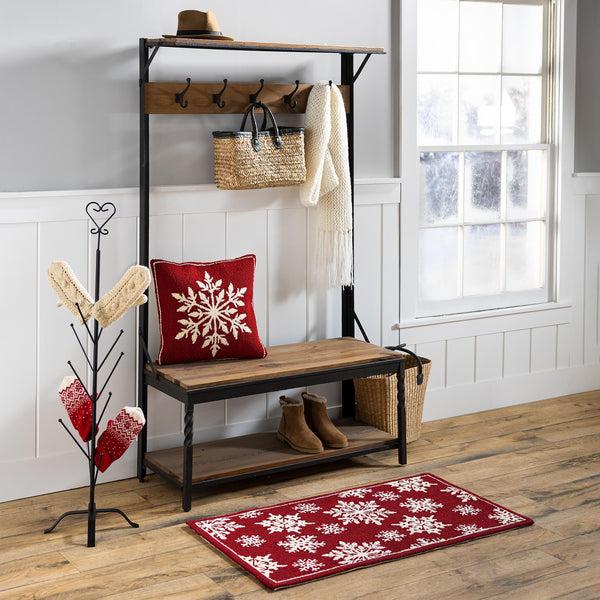 Plow & Hearth Indoor/Outdoor Snowflakes Holiday Hooked Accent Rug