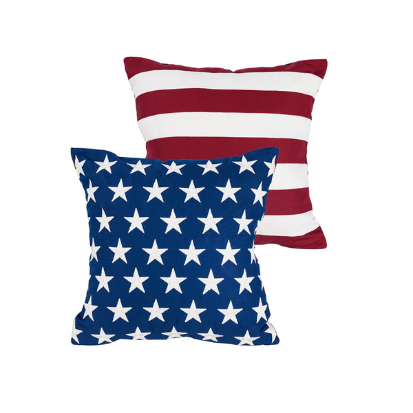 plow & hearth Indoor/Outdoor Star-Spangled Double-Sided Flag Pillow
