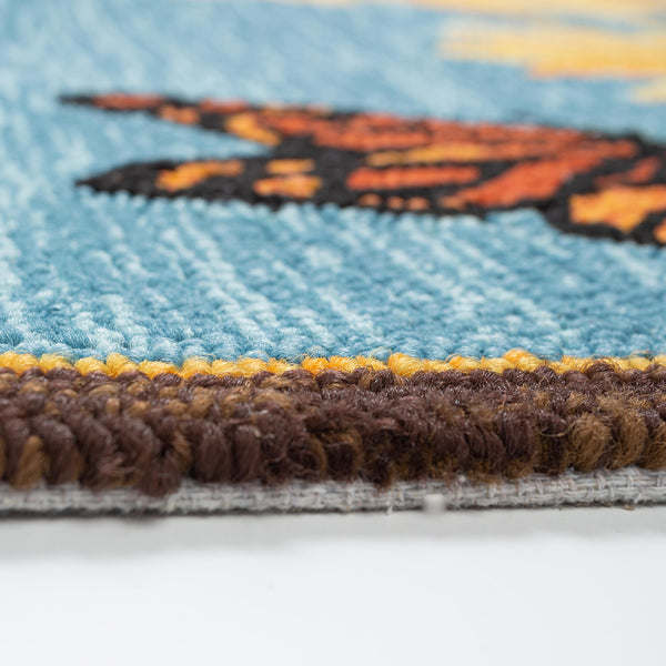 Plow & Hearth Indoor/Outdoor Sunflower And Butterfly Hooked Polypropylene Accent Rug
