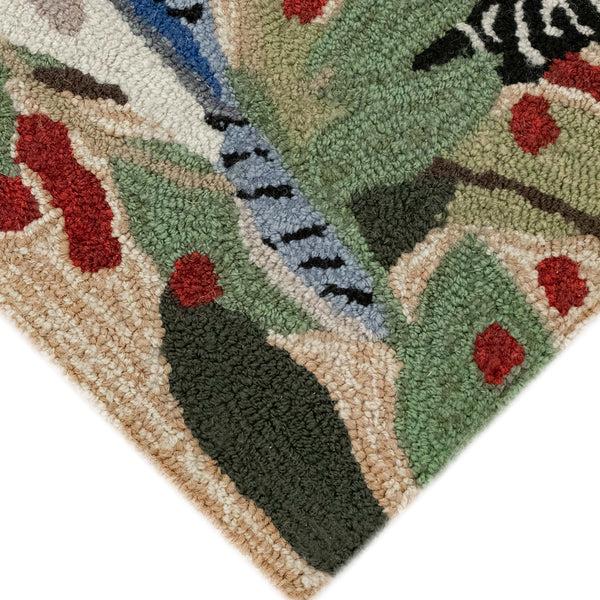 Plow & Hearth Indoor/Outdoor Synthetic Blend Birds Border Runner 24" X 60"