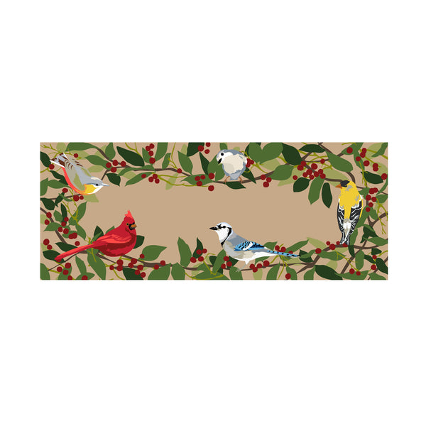 plow & hearth Indoor/Outdoor Synthetic Blend Birds Border Runner 24" x 60"