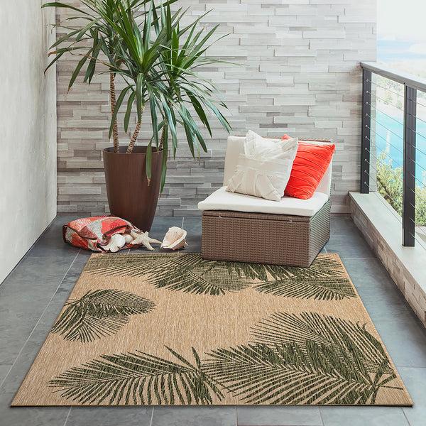 Plow & Hearth Indoor/Outdoor Textured Palms Polypropylene Rug 6'6" X 9'4"