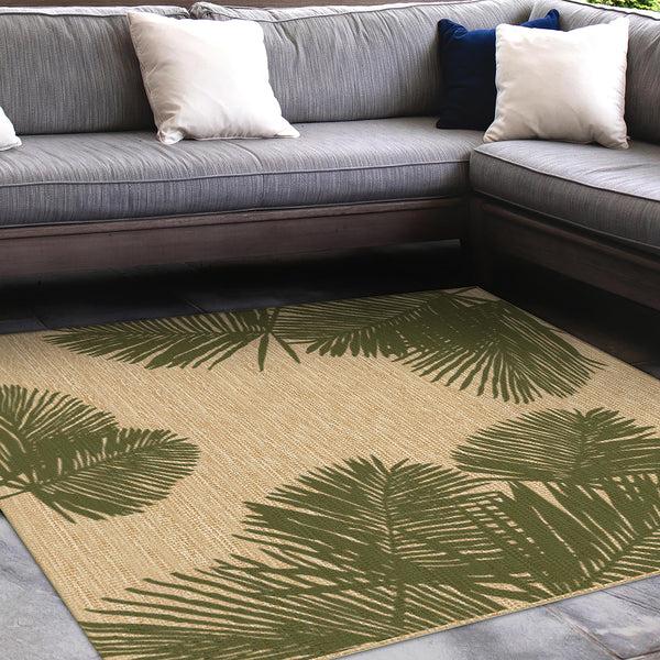 Plow & Hearth Indoor/Outdoor Textured Palms Polypropylene Rug 7'10" Square