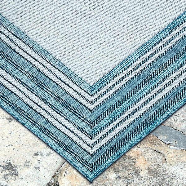 plow & hearth Indoor/Outdoor Textured Polypropylene Border Rug 4'10" x 7'6"