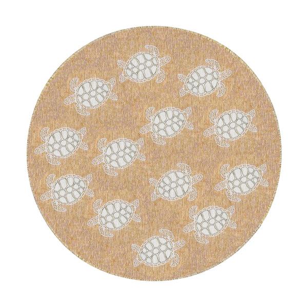 Plow & Hearth Indoor/Outdoor Textured Sea Turtles Polypropylene Rug 7'10" Round