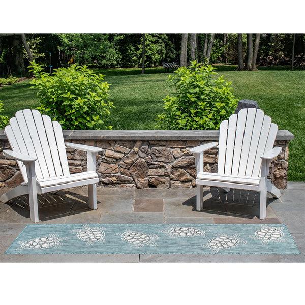 Plow & Hearth Indoor/Outdoor Textured Sea Turtles Polypropylene Runner 23" X 7'6"