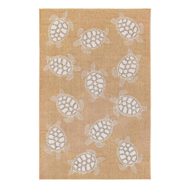 Plow & Hearth Indoor/Outdoor Textured Sea Turtles Polypropylene Rug 6'6" X 9'4"