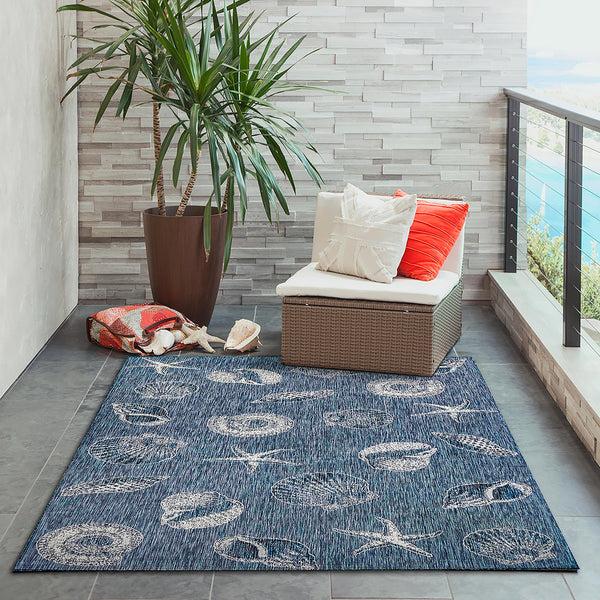Plow & Hearth Indoor/Outdoor Textured Shells Polypropylene Rug 4'10" X 7'6"