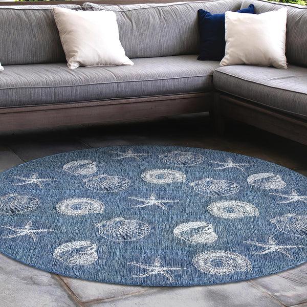 Plow & Hearth Indoor/Outdoor Textured Shells Polypropylene Rug 7'10" Round