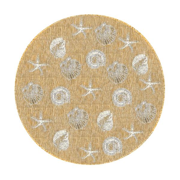 Plow & Hearth Indoor/Outdoor Textured Shells Polypropylene Rug 7'10" Round