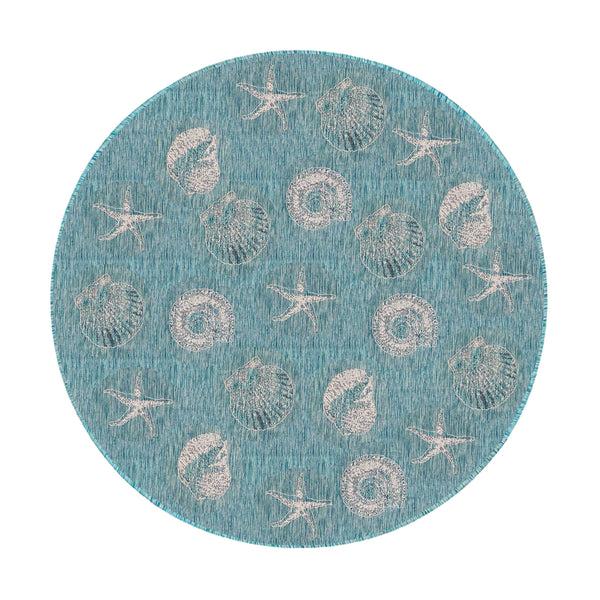 plow & hearth Indoor/Outdoor Textured Shells Polypropylene Rug 7'10" Round