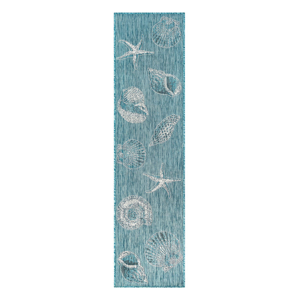 plow & hearth Indoor/Outdoor Textured Shells Polypropylene Runner 23" x 7'6"