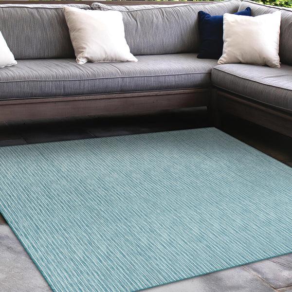 plow & hearth Indoor/Outdoor Textured Stripe Polypropylene Rug 7'10" Square