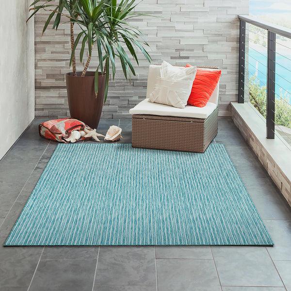 plow & hearth Indoor/Outdoor Textured Stripe Polypropylene Rugm 4'10" x 7'6"