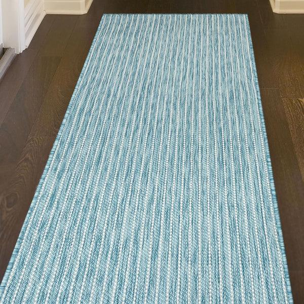 plow & hearth Indoor/Outdoor Textured Stripe Polypropylene Runner 23" x 7'6"
