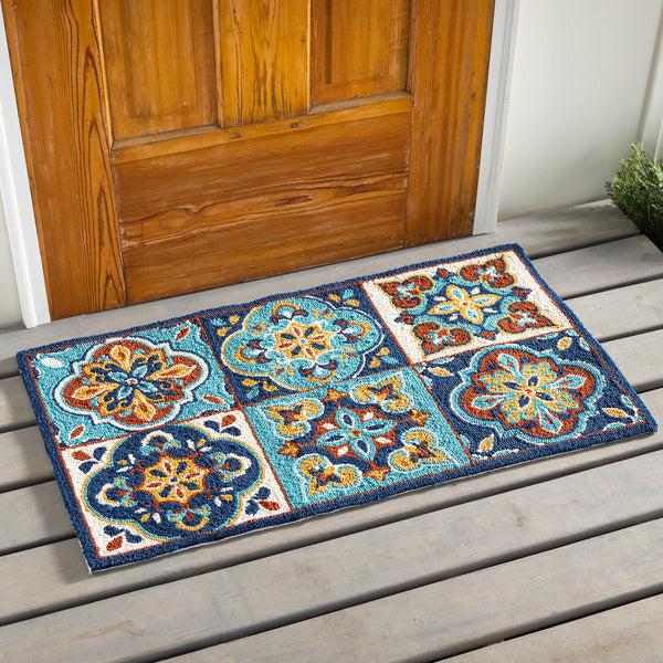 plow & hearth Indoor/Outdoor Tile-Inspired Hooked Polypropylene Accent Rug