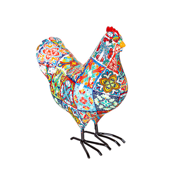 Plow & Hearth Indoor/Outdoor Tile-Inspired Rooster And Hen Statue Set