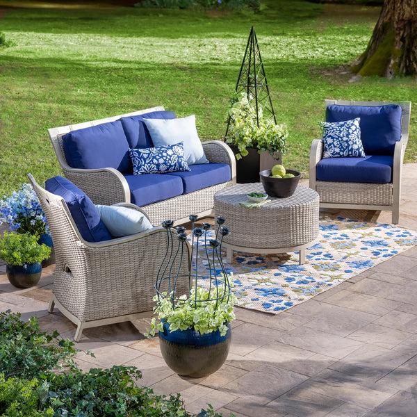 Plow & Hearth Indoor/Outdoor Two-Tone Round Planters Set Of 3