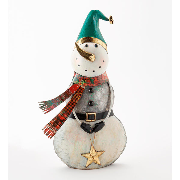Plow & Hearth Indoor/Outdoor Vintage Holiday Snowman Metal Christmas Statue