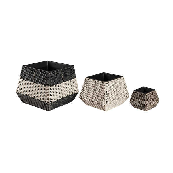 Plow & Hearth Indoor/Outdoor Wicker Planters Set Of 3