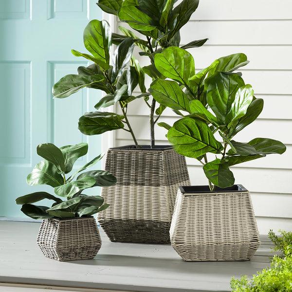 plow & hearth Indoor/Outdoor Wicker Planters Set of 3