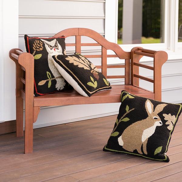 Plow & Hearth Indoor/Outdoor Woodland Throw Pillow With Rabbit