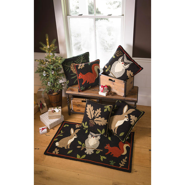 Plow & Hearth Indoor/Outdoor Woodland Throw Pillow With Rabbit