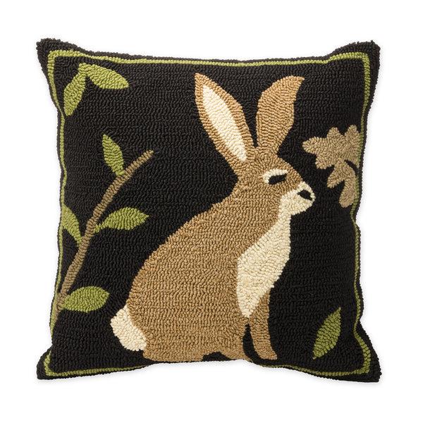 plow & hearth Indoor/Outdoor Woodland Throw Pillow with Rabbit