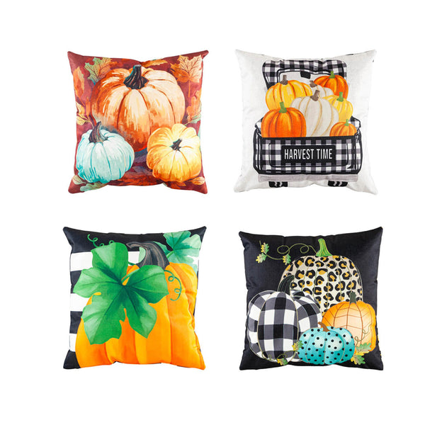 plow & hearth Interchangeable Pillow Cover Set of 4 Pumpkins