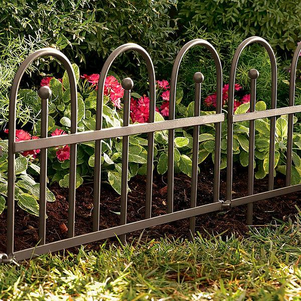 plow & hearth Iron Fence Wrought Iron Edging with Ground Stakes and Gunmetal Finish