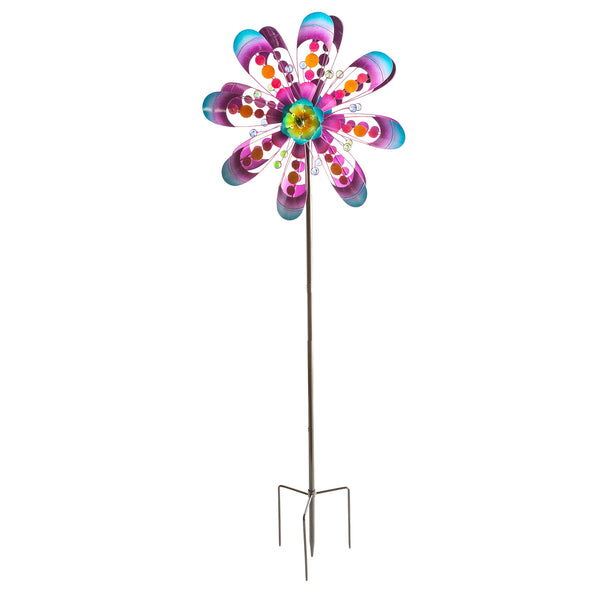 plow & hearth Jewel Bubbles Metal Wind Spinner Purple