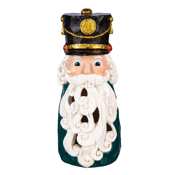 Plow & Hearth Joyful Traditions 16" LED Resin Nutcracker Garden Statue