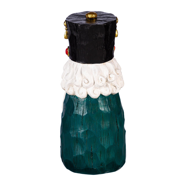 Plow & Hearth Joyful Traditions 16" LED Resin Nutcracker Garden Statue