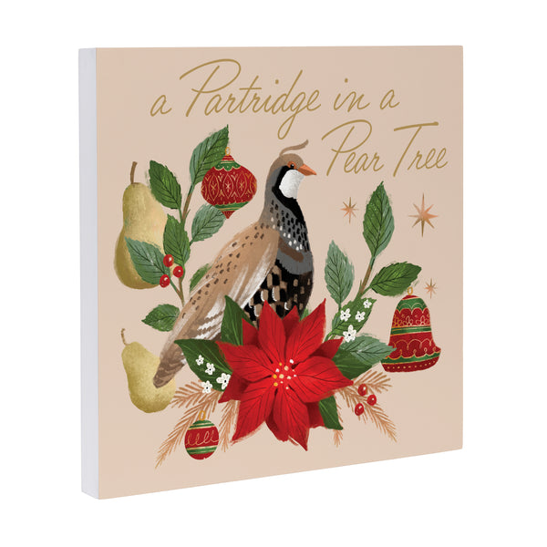 Plow & Hearth Joyful Traditions A Partridge In A Pear Tree Indoor Wall Décor 12"x12"