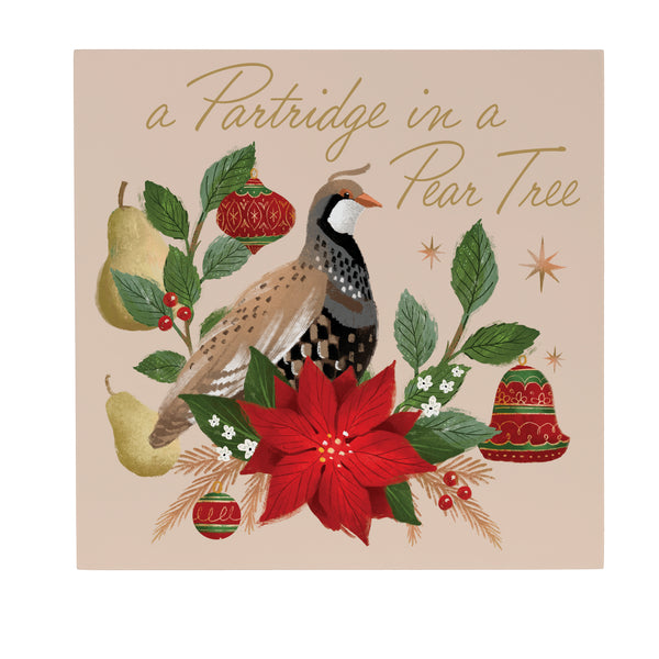 Plow & Hearth Joyful Traditions A Partridge In A Pear Tree Indoor Wall Décor 12"x12"