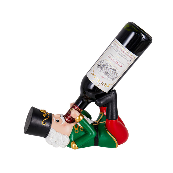 plow & hearth Joyful Traditions Barware Accessory Wine Bottle Holder Nutcracker