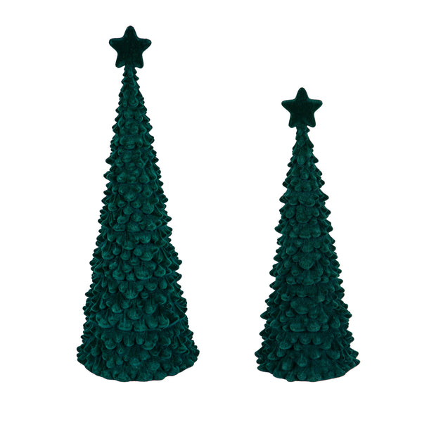 Plow & Hearth Joyful Traditions LED Table Decor Flocked Tree With Star Set Of 2