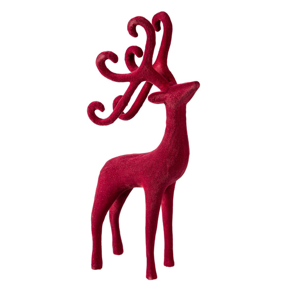 Plow & Hearth Joyful Traditions Table Decor Flocked Deer Asst Of 2