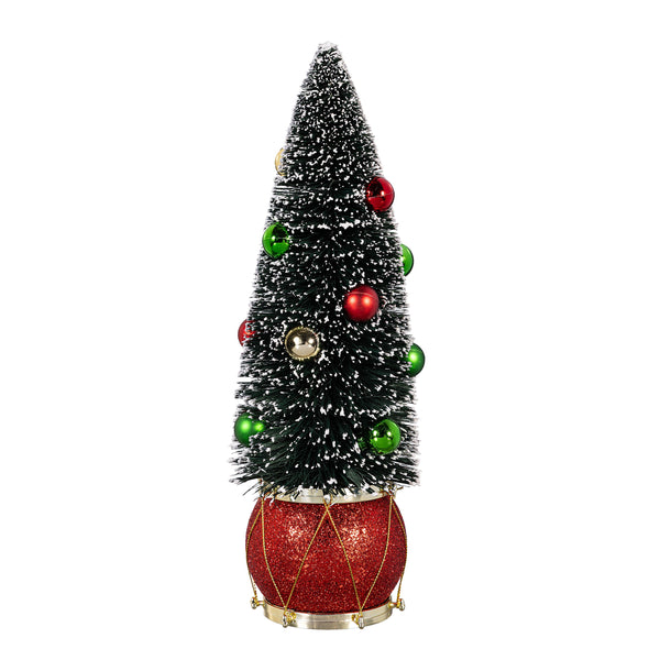 Plow & Hearth Joyful Traditions Table Décor Tree In Drum Bottle Brush Set