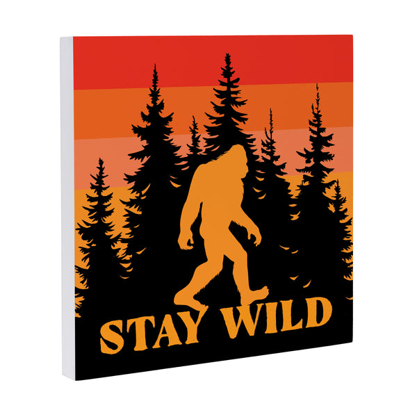Plow & Hearth Just For Laughs Bigfoot Indoor Wall Décor "Stay Wild" 12"x12"
