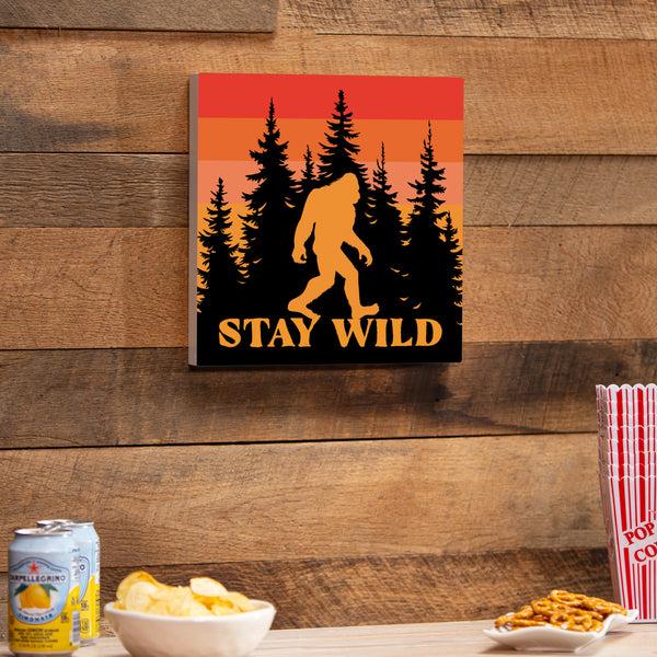 plow & hearth Just for Laughs Bigfoot Indoor Wall Décor "Stay Wild" 12"x12"