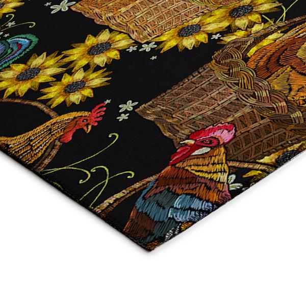 Plow & Hearth Kendall Farmhouse Rooster Polyester Area Rug