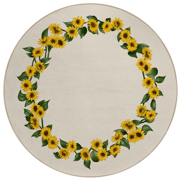 Plow & Hearth Kendall Sunflowers Borders Polyester Area Rug