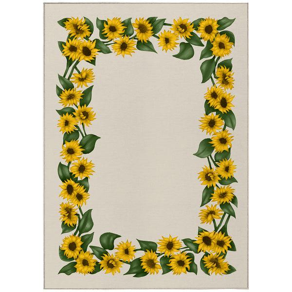 Plow & Hearth Kendall Sunflowers Borders Polyester Area Rug