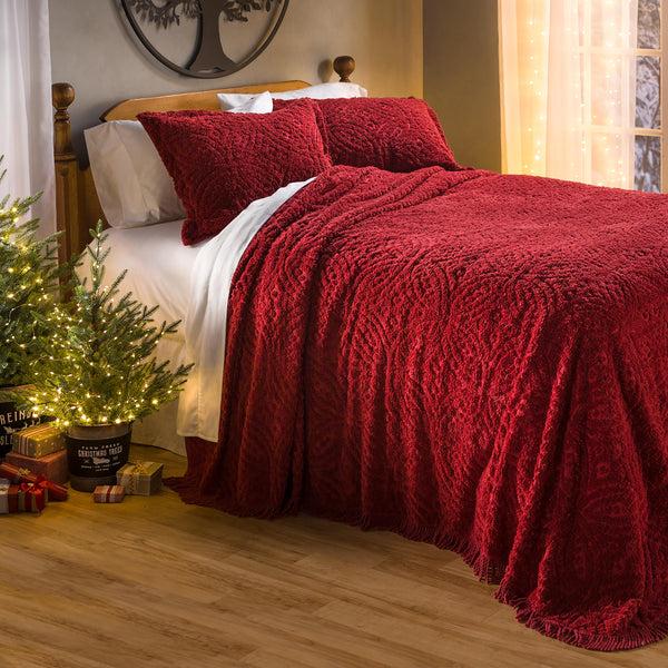 plow & hearth King Wedding Ring Tufted Chenille Bedspread