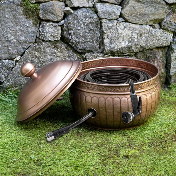 Plow & Hearth La Jolla Copper Finished Hose Pot With Lid
