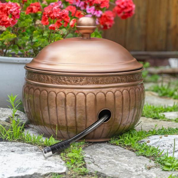 plow & hearth La Jolla Copper Finished Hose Pot with lid