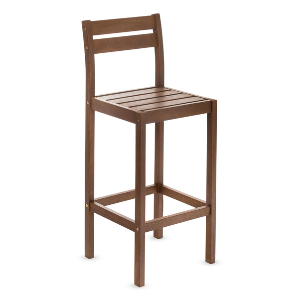 Plow & Hearth Lancaster Eucalyptus Outdoor Bar Set With Table And 2 Bar Stools 3-Piece Set