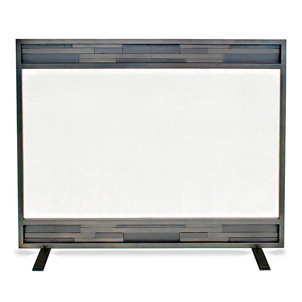 plow & hearth Lanier Single Panel Fireplace Screen in Natural Iron Finish