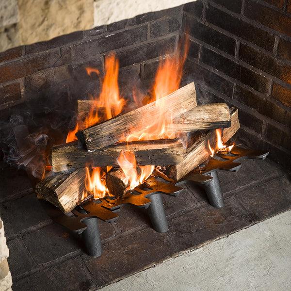 plow & hearth Large Cast Iron Deep-Bed Fireplace Grate with Six Legs